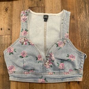 Floral Denim Crop Top